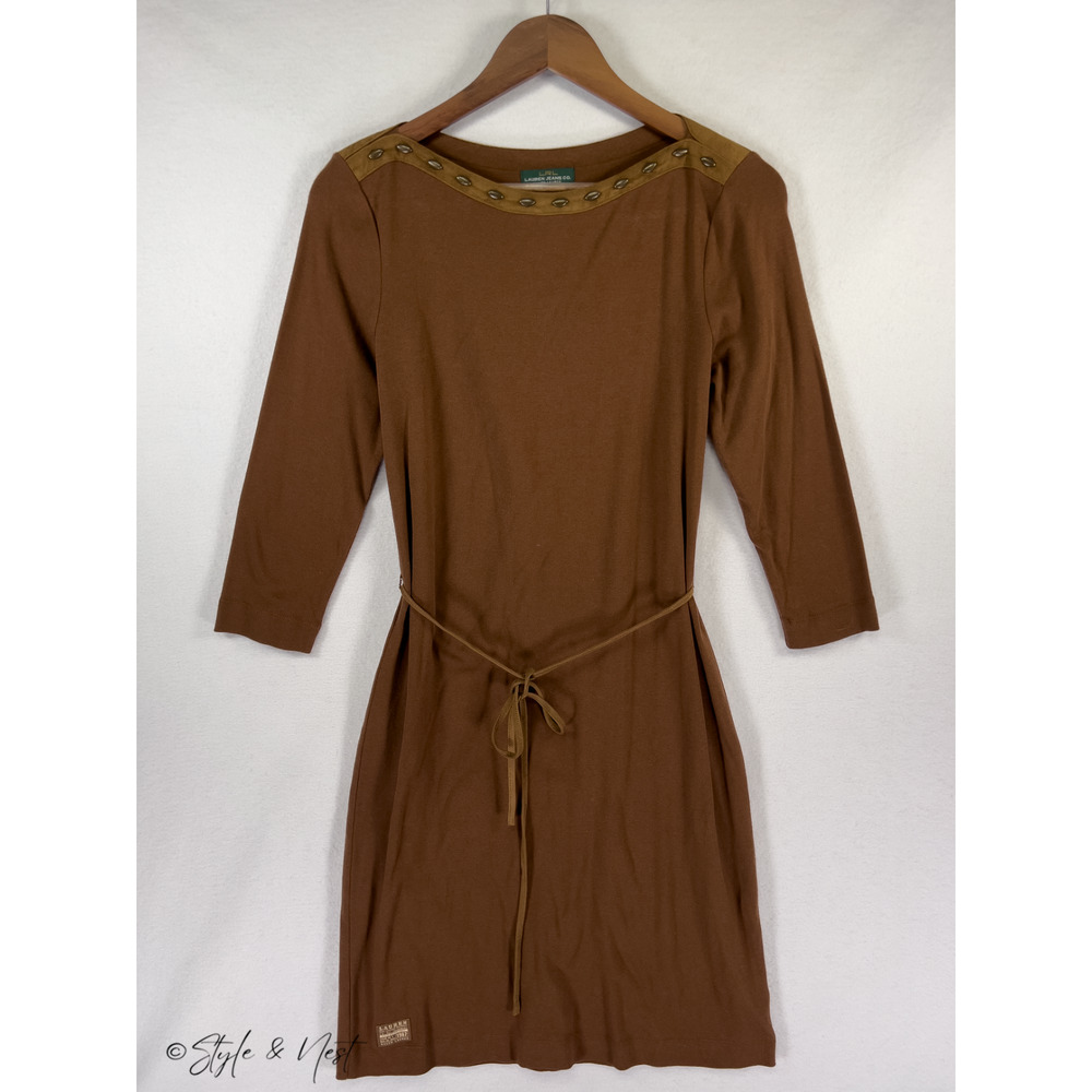 Vintage Lauren Ralph Lauren Equestrian Beaded Heritage Dress Suede Belt Medium